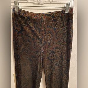 Paisley Pattern Velvet Flare Pants